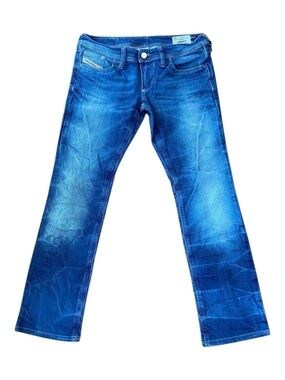 Diesel Lowky Jeans Size 27 Low Rise Straight Leg Blue Denim Sequin Pocket Y2K